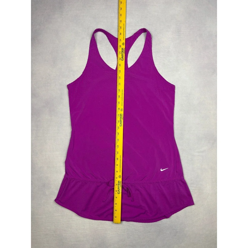 Nike Dri-FIT Magenta Purple Ruffle Hem Running Tank Top Zipper Pocket Mens M‎